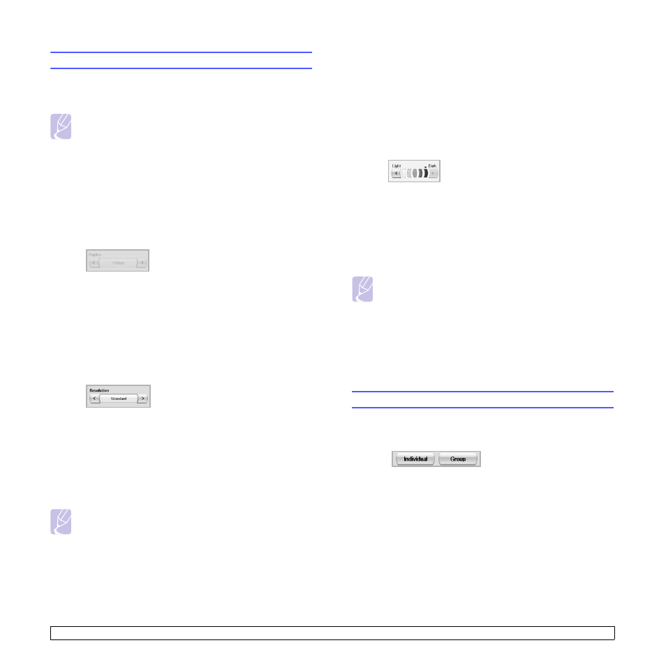 Adjusting the document settings, Duplex, Resolution | Original type, Darkness, Erase background, Color mode, Setting up a fax phonebook, Storing individual phone numbers (speed no.) | Samsung CLX-8385ND Series User Manual | Page 62 / 201