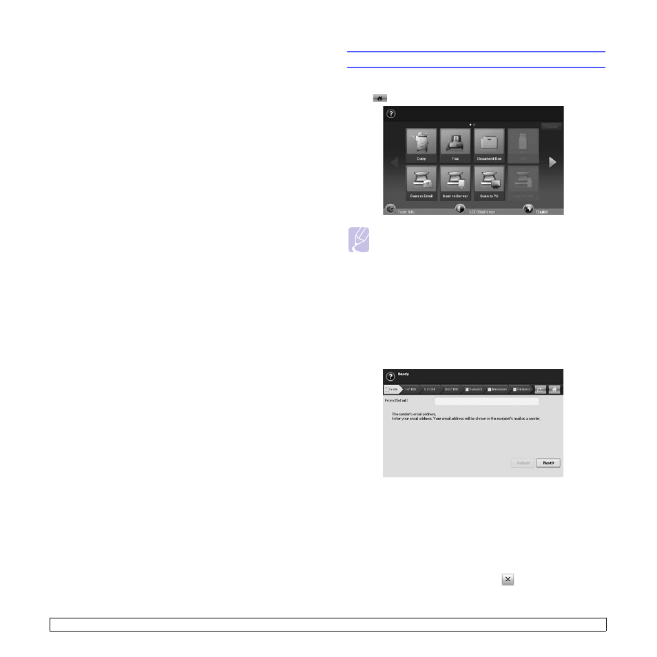 Scanning, Understanding the scan screen, Scan to email | Samsung CLX-8385ND Series User Manual | Page 70 / 201