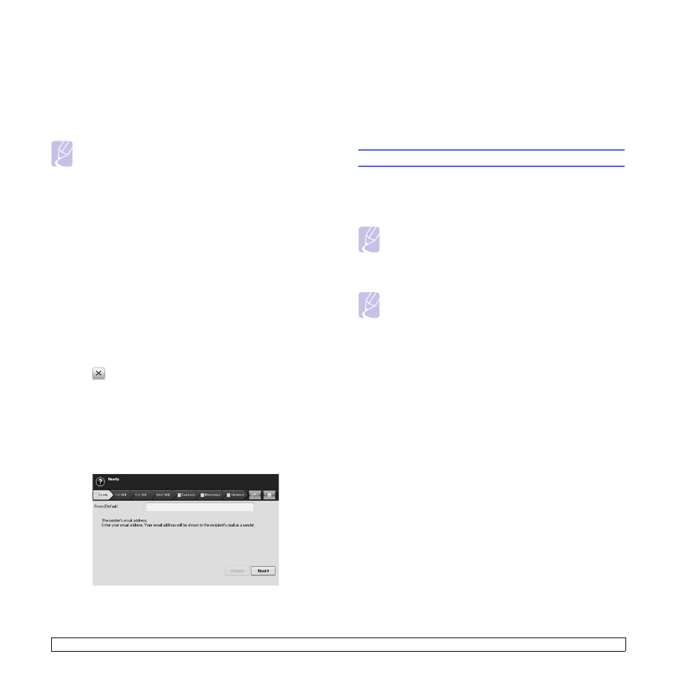 Entering email addresses by the address book, Entering email addresses by the keyboard, Using samsung scan manager | Samsung CLX-8385ND Series User Manual | Page 75 / 201
