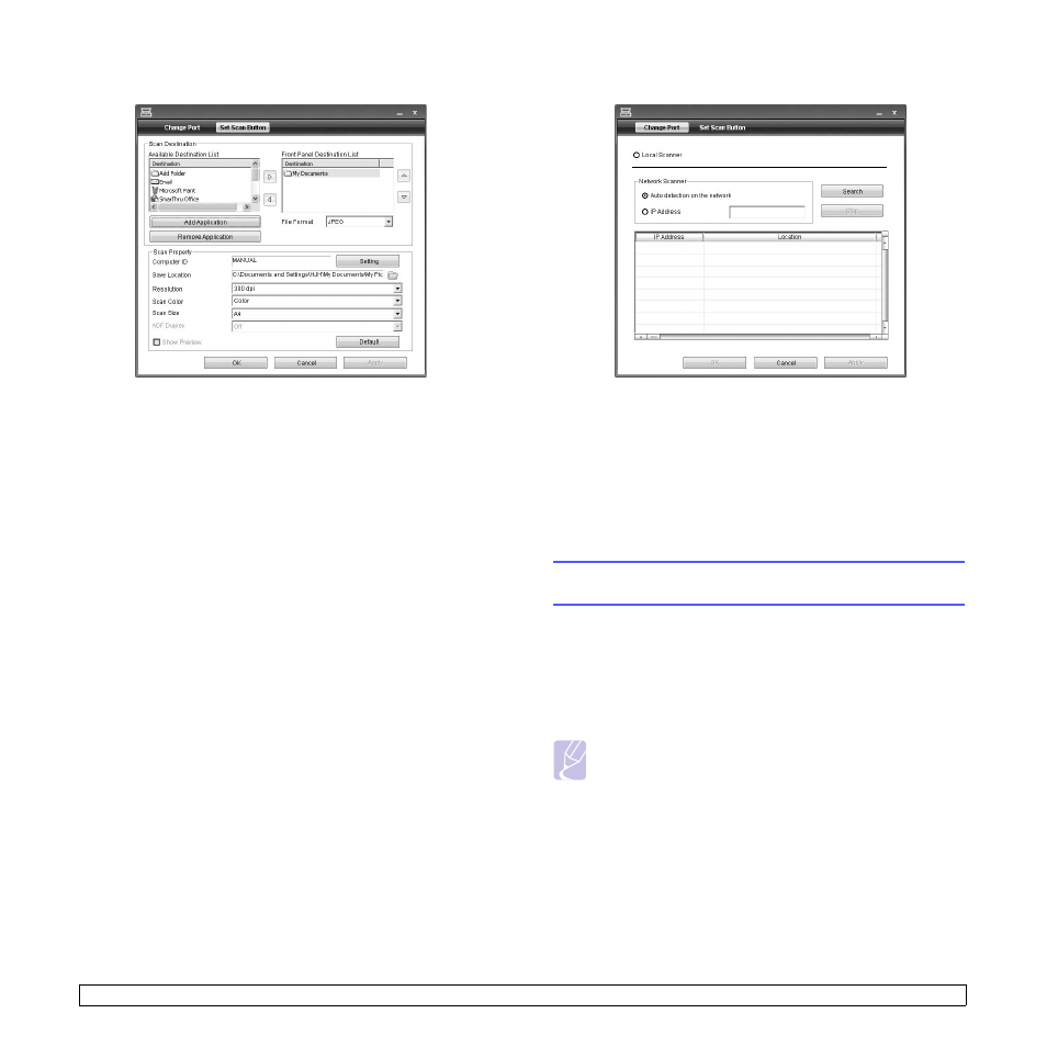 Preparation for scanning to smb/ftp, Set scan button tab, Change port tab | Samsung CLX-8385ND Series User Manual | Page 76 / 201