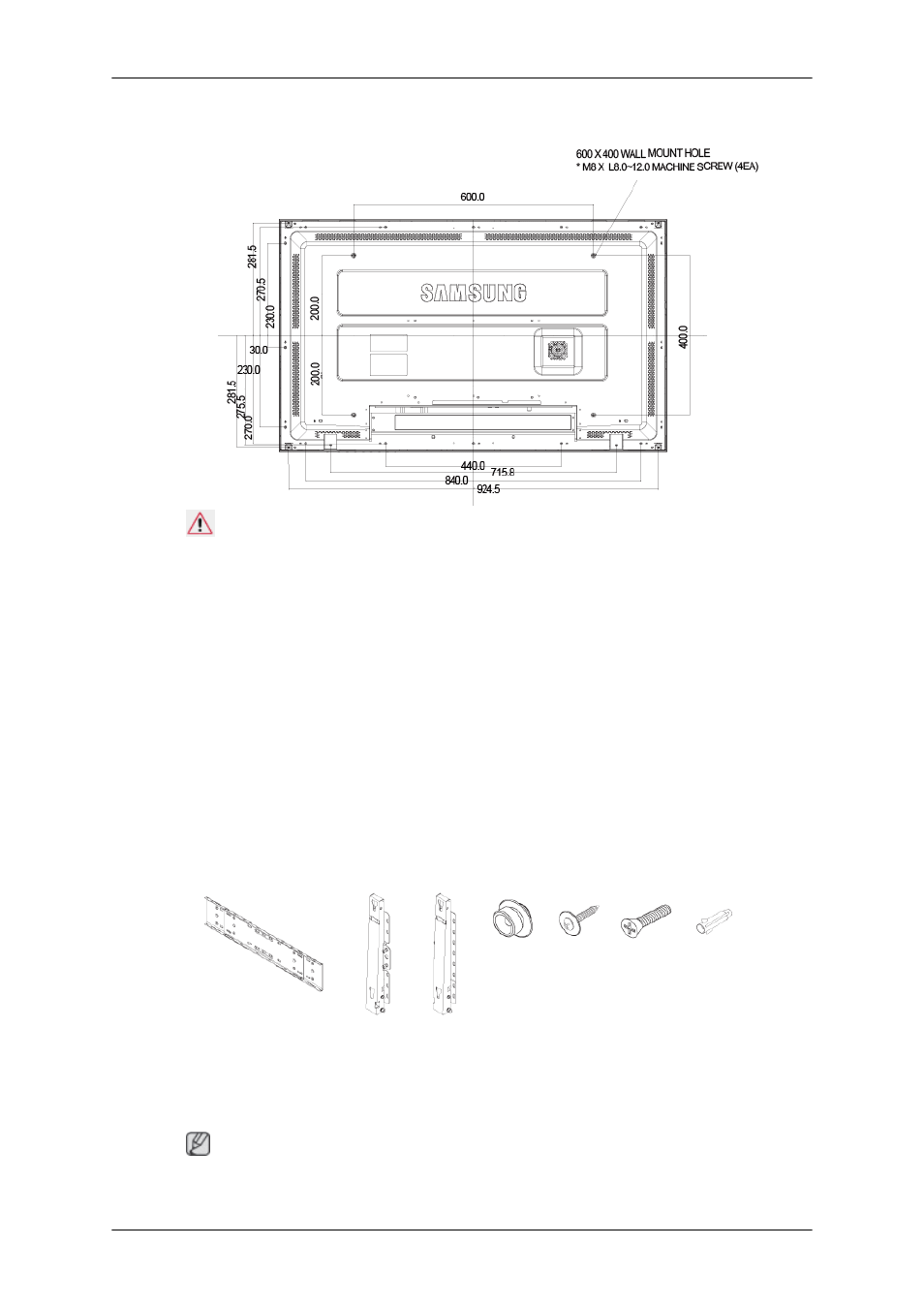 설치 치수, 벽걸이 설치 방법, 벽걸이 조립 방법 | Samsung SyncMaster 460FPN-2 User Manual | Page 21 / 99