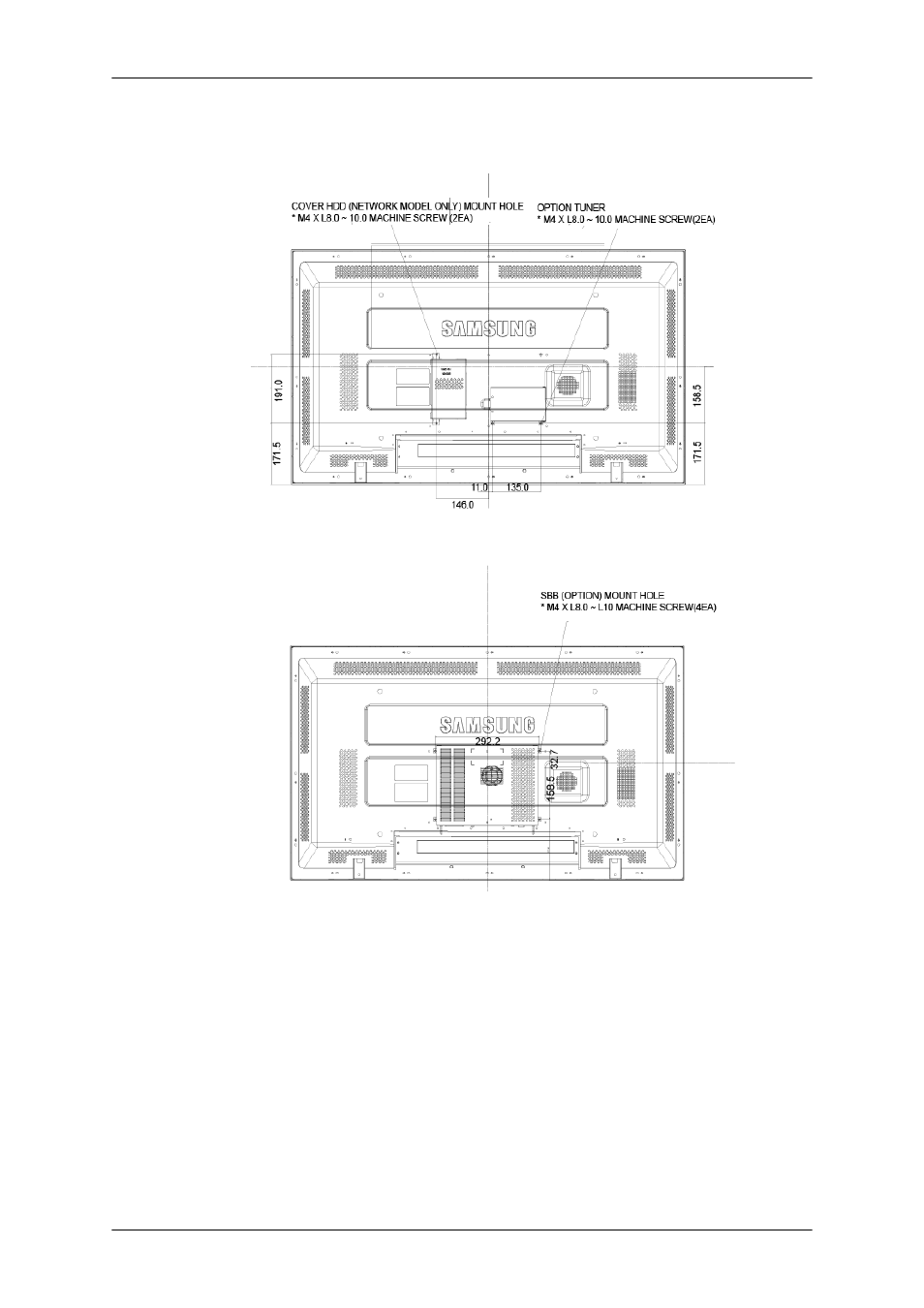 Lcd display 헤드, 네트웍 모델 사이즈, Vesa 브라켓 설치 | Samsung SyncMaster 460FPN-2 User Manual | Page 26 / 99