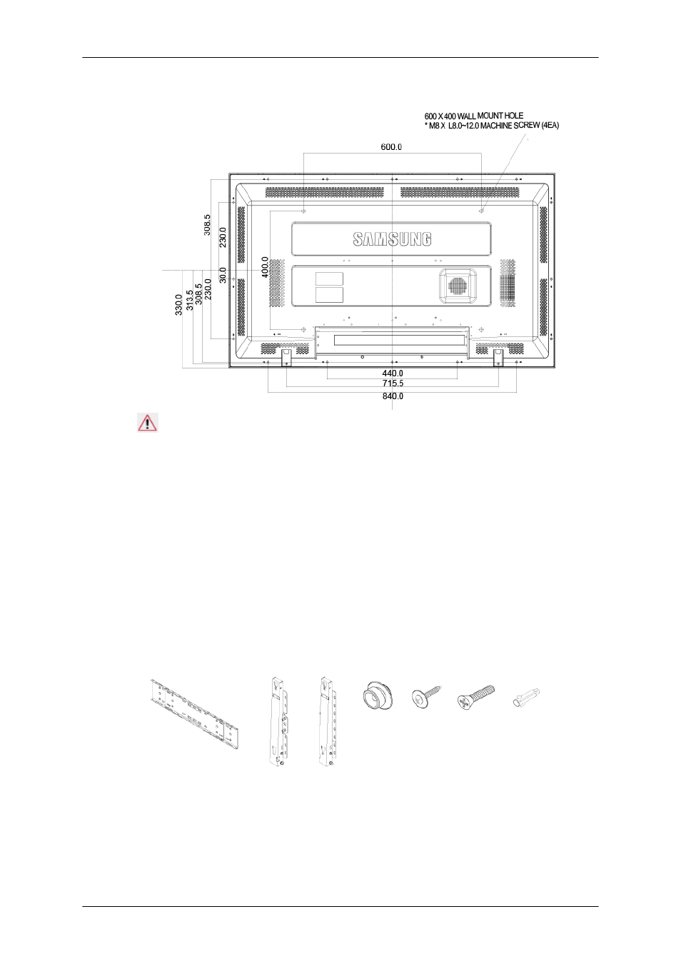 설치 치수, 벽걸이 설치 방법 | Samsung SyncMaster 460FPN-2 User Manual | Page 27 / 99
