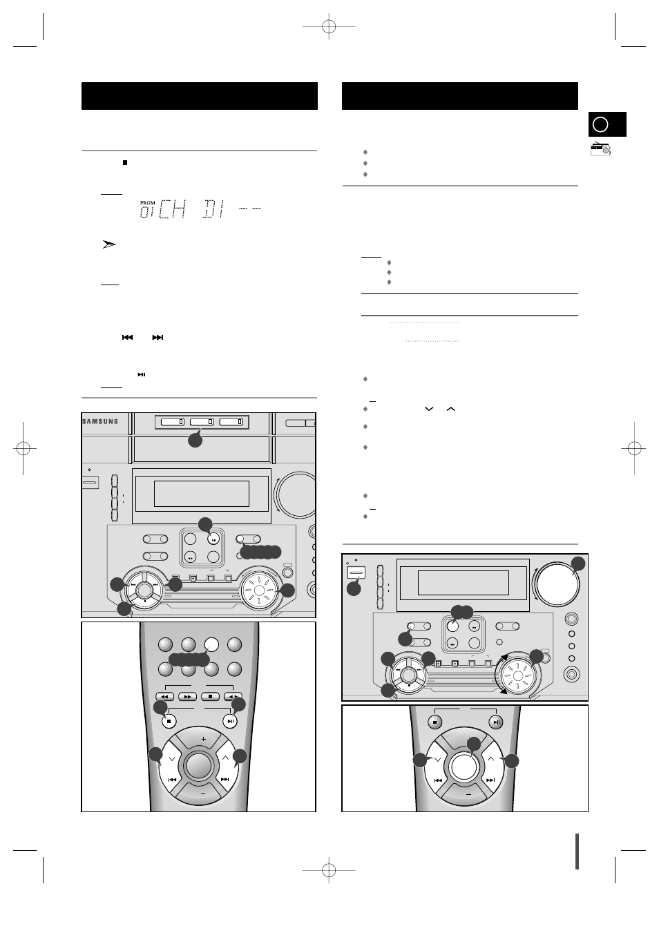 Checking or changing programmed, Tuner, Searching for and storing the radio | Checking or changing programmed tracks, Searching for and storing the radio stations | Samsung MAX-ZL65GBR User Manual | Page 15 / 27