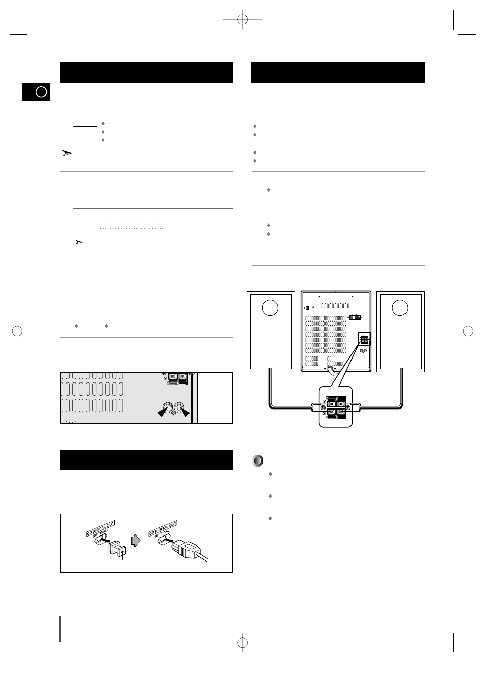 Connecting to an external source, Cd digital out jack, Connecting the loudspeakers | Directions in installing speaker | Samsung MAX-ZL65GBR User Manual | Page 8 / 27