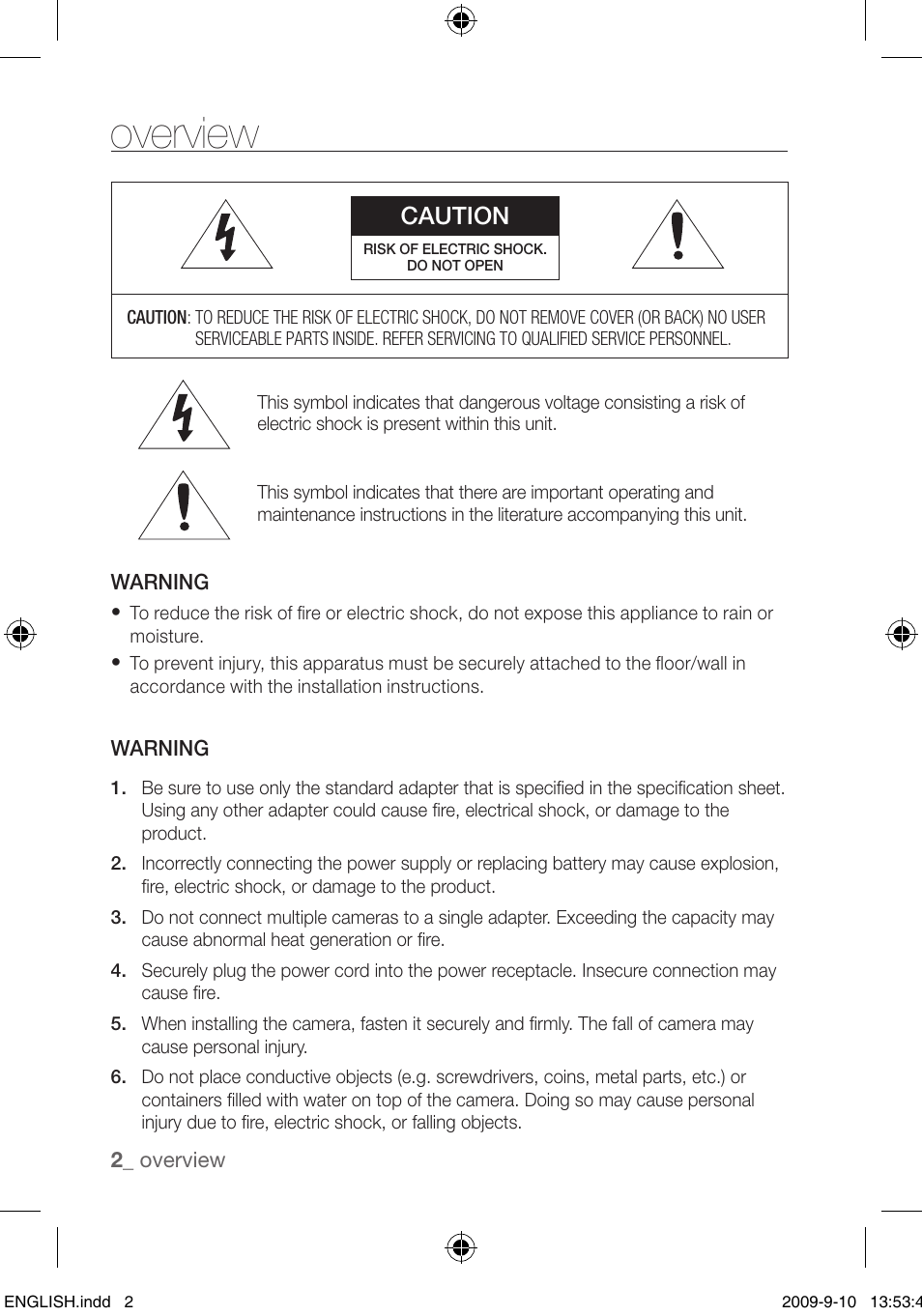 Overview, Caution | Samsung SCC-C4255P User Manual | Page 2 / 37