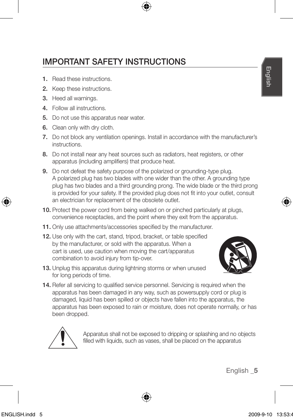 Important safety instructions | Samsung SCC-C4255P User Manual | Page 5 / 37