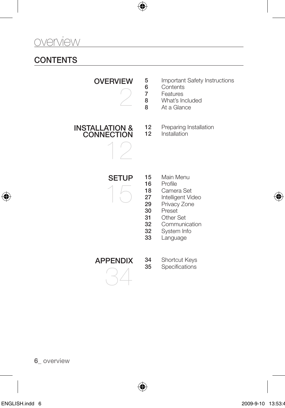 Overview | Samsung SCC-C4255P User Manual | Page 6 / 37