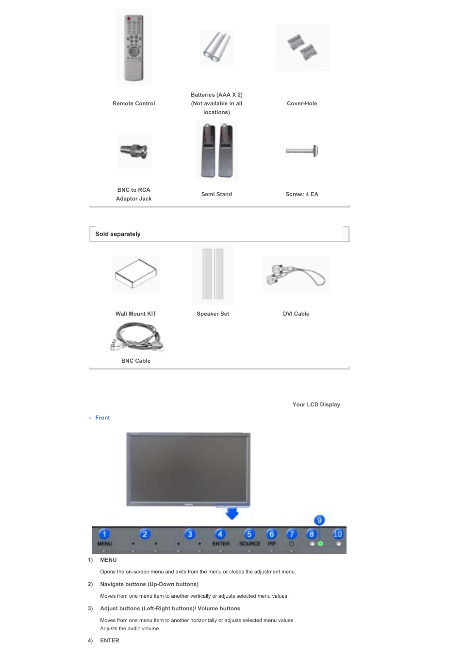 Your lcd display | Samsung 460DX User Manual | Page 12 / 90