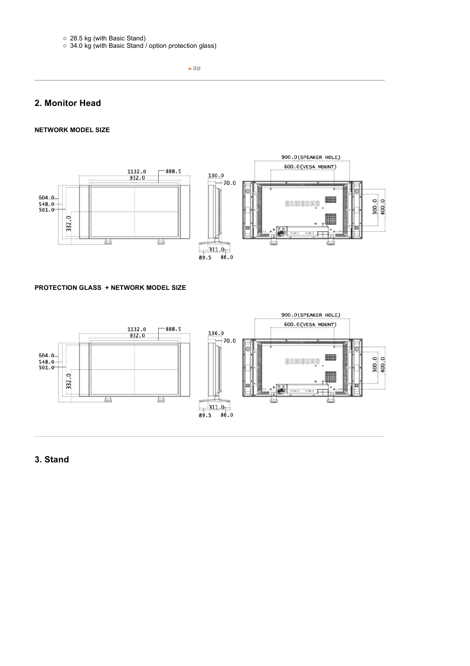 Monitor head, Stand | Samsung 460DX User Manual | Page 20 / 90