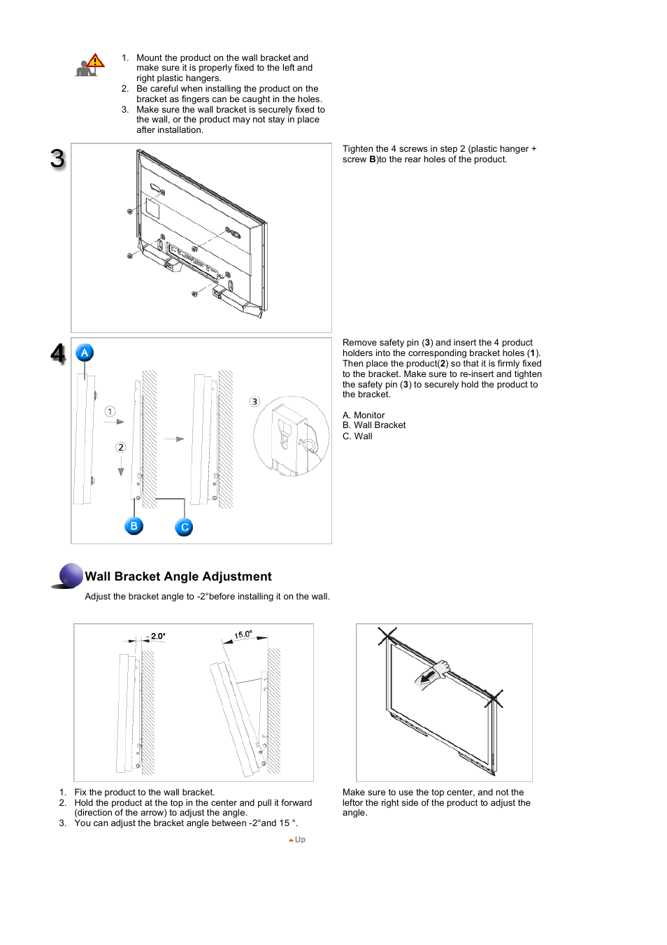 Wall bracket angle adjustment | Samsung 460DX User Manual | Page 32 / 90