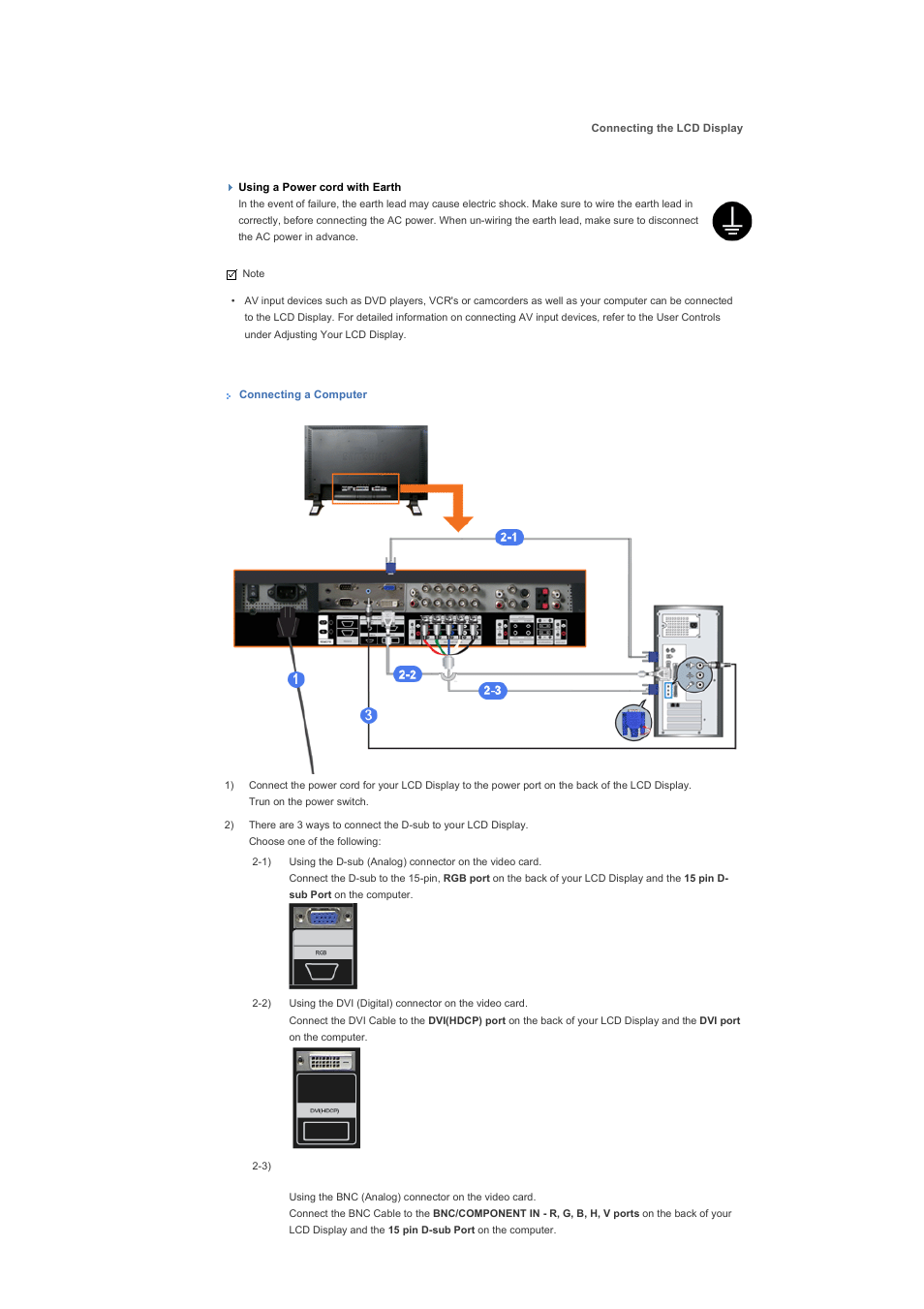 Connecting the lcd display | Samsung 460DX User Manual | Page 34 / 90