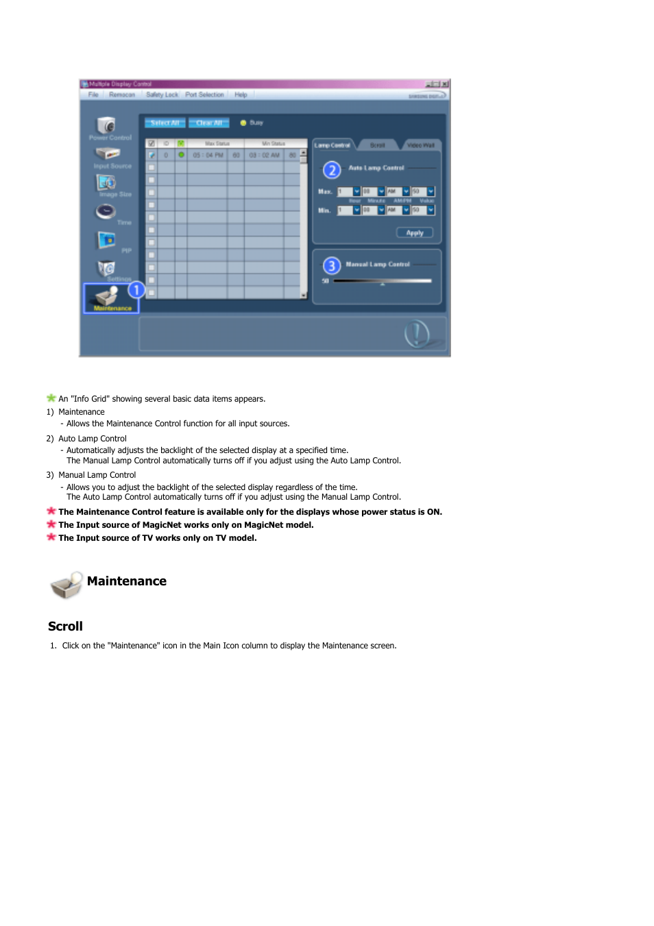 Maintenance scroll | Samsung 460DX User Manual | Page 56 / 90