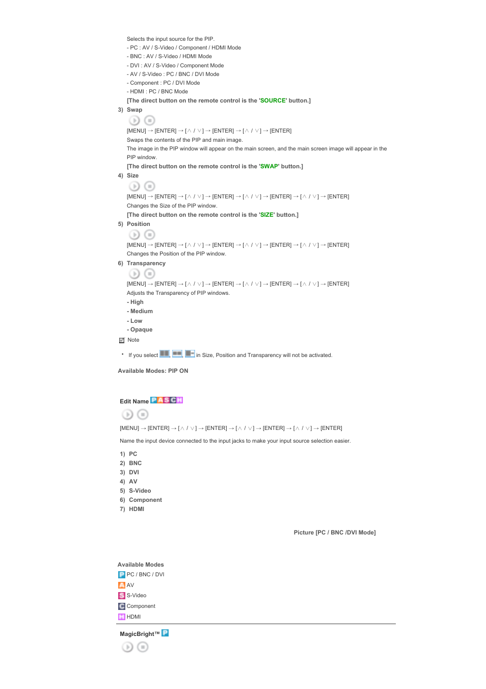 Picture [pc / bnc /dvi mode | Samsung 460DX User Manual | Page 61 / 90