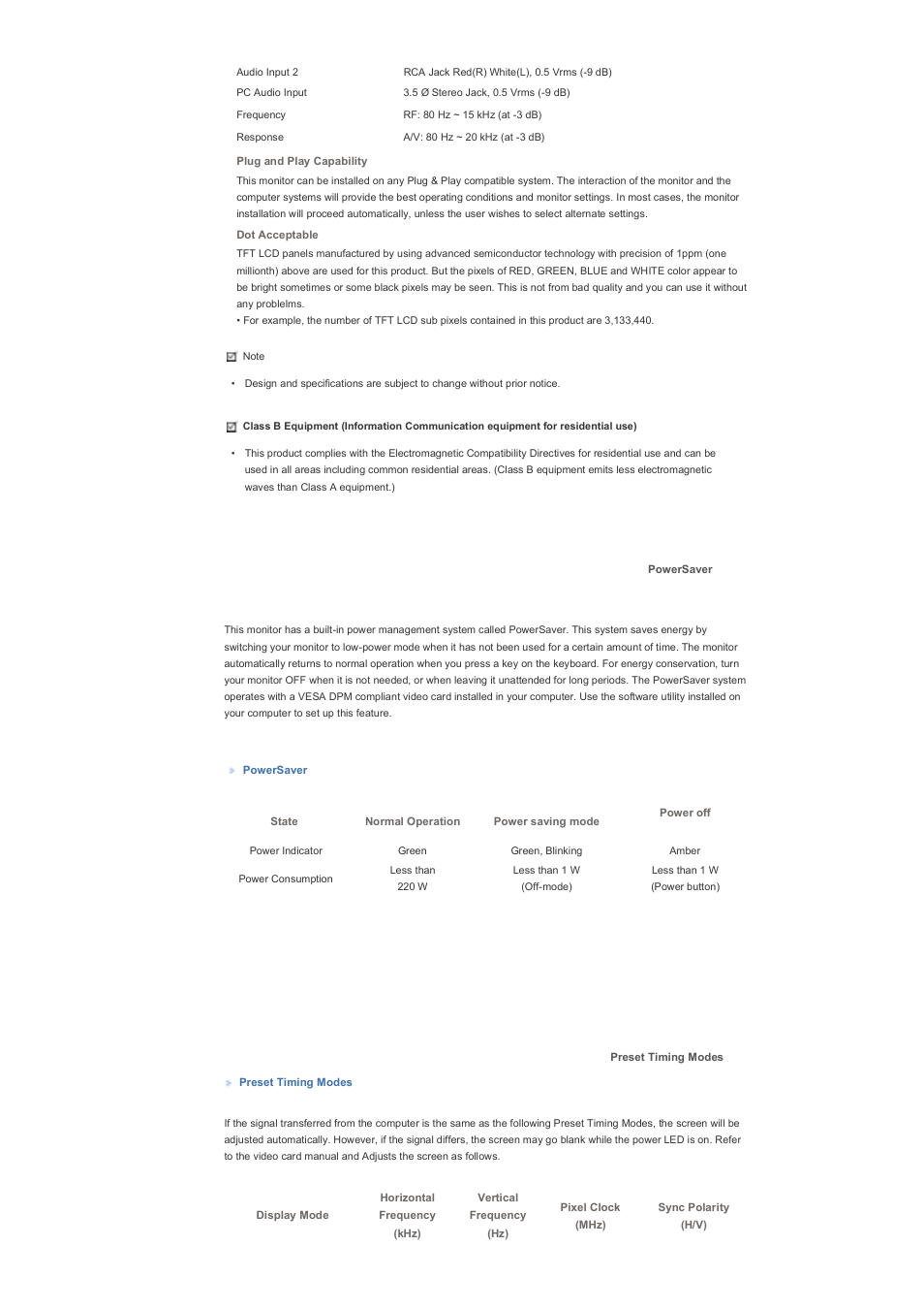 Powersaver | Samsung 460DX User Manual | Page 78 / 90