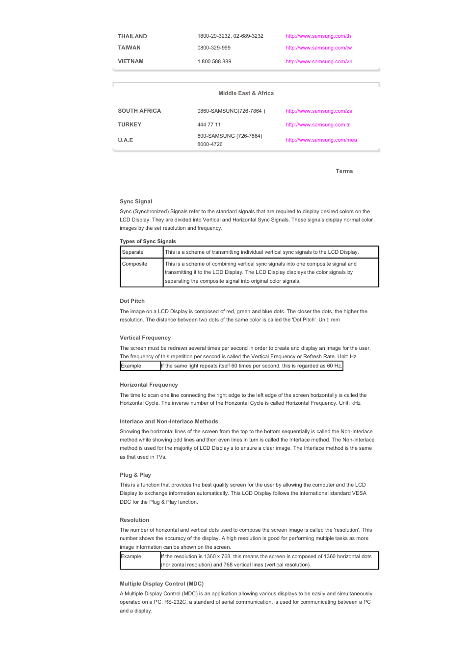 Terms | Samsung 460DX User Manual | Page 89 / 90