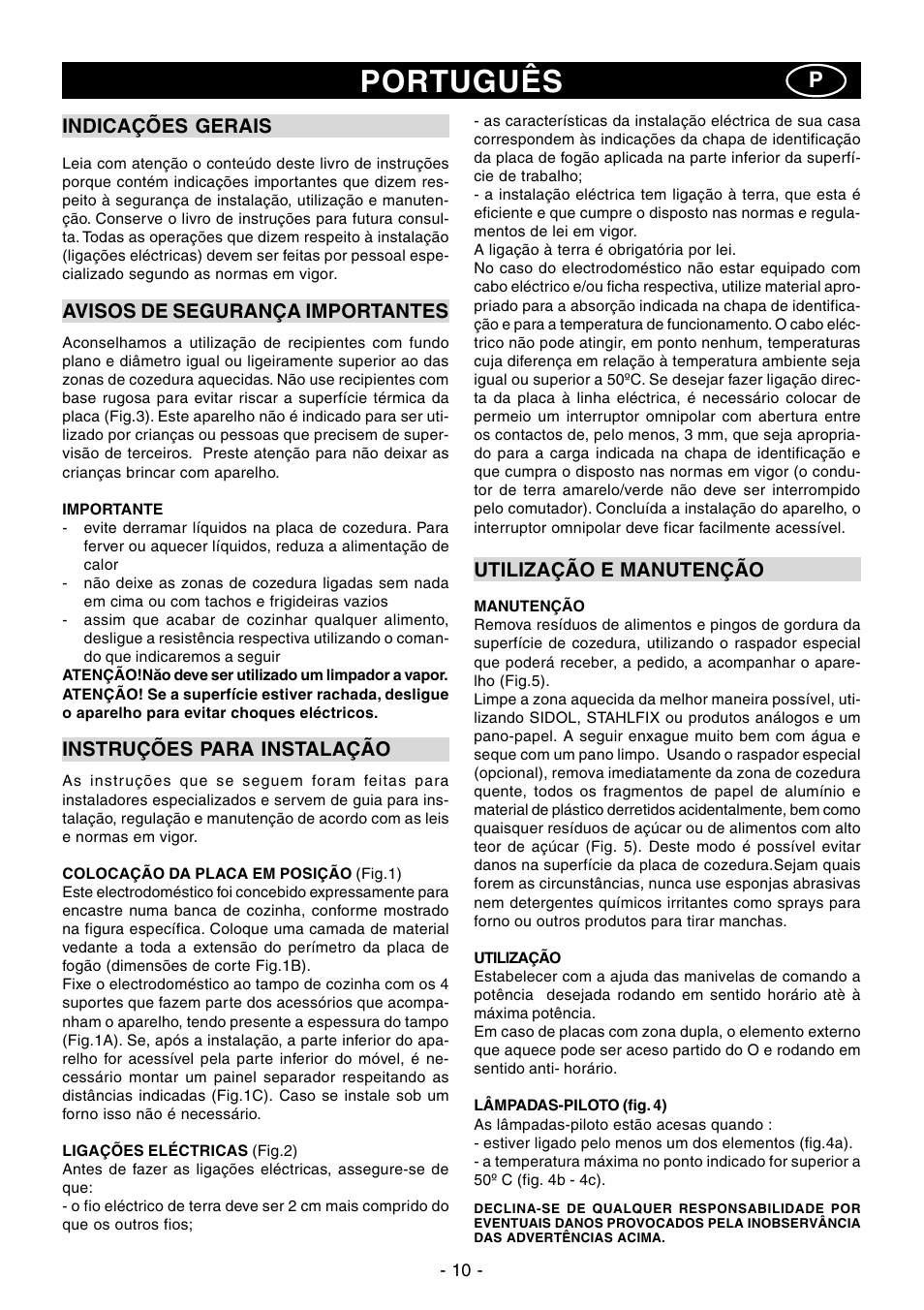 Português | Ardo PR58-75 User Manual | Page 10 / 24