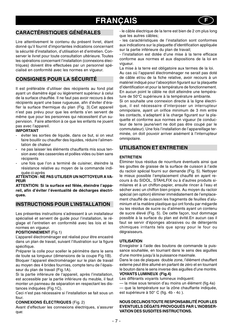 Français | Ardo PR58-75 User Manual | Page 7 / 24