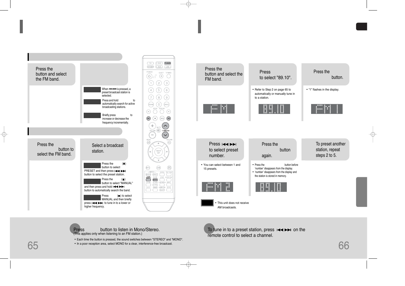 Listening to radio, Presetting stations, Presetting stations 65 | Samsung AH68-01852B User Manual | Page 34 / 40