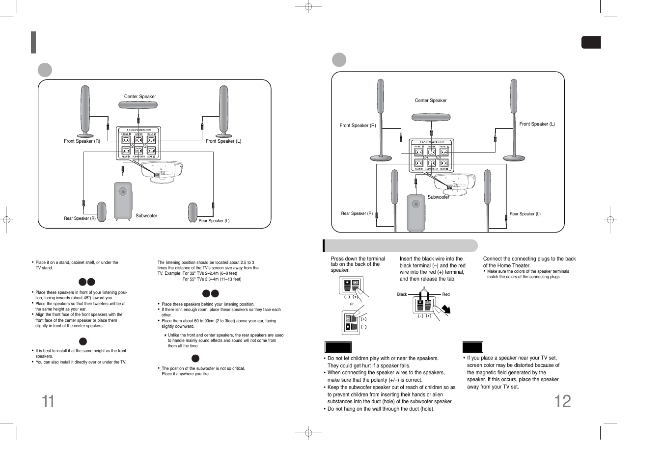 Connecting the speakers | Samsung AH68-01852B User Manual | Page 7 / 40