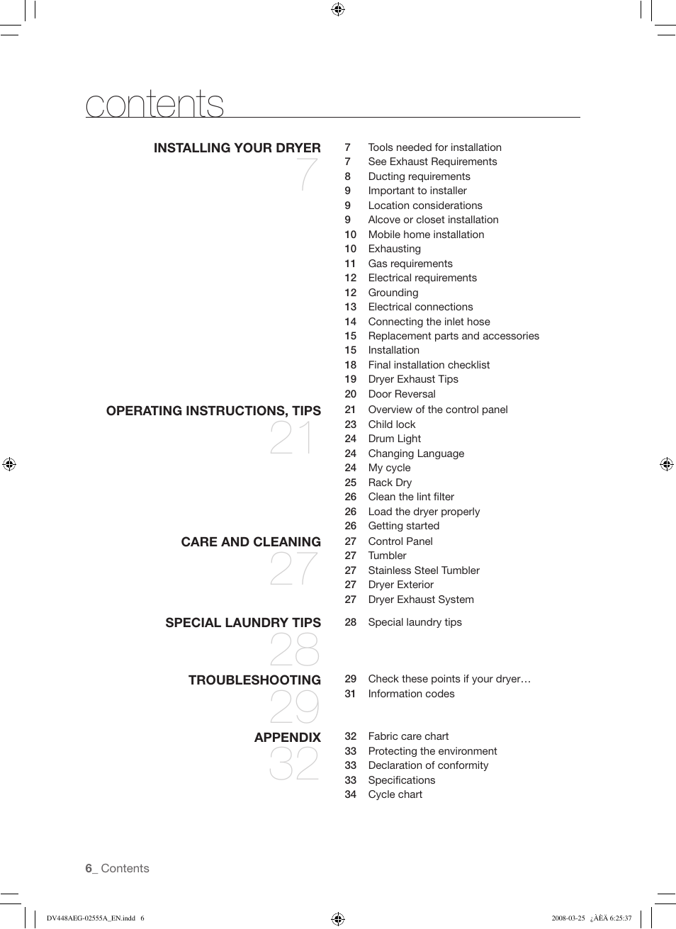 Samsung DV448AEW User Manual | Page 6 / 76
