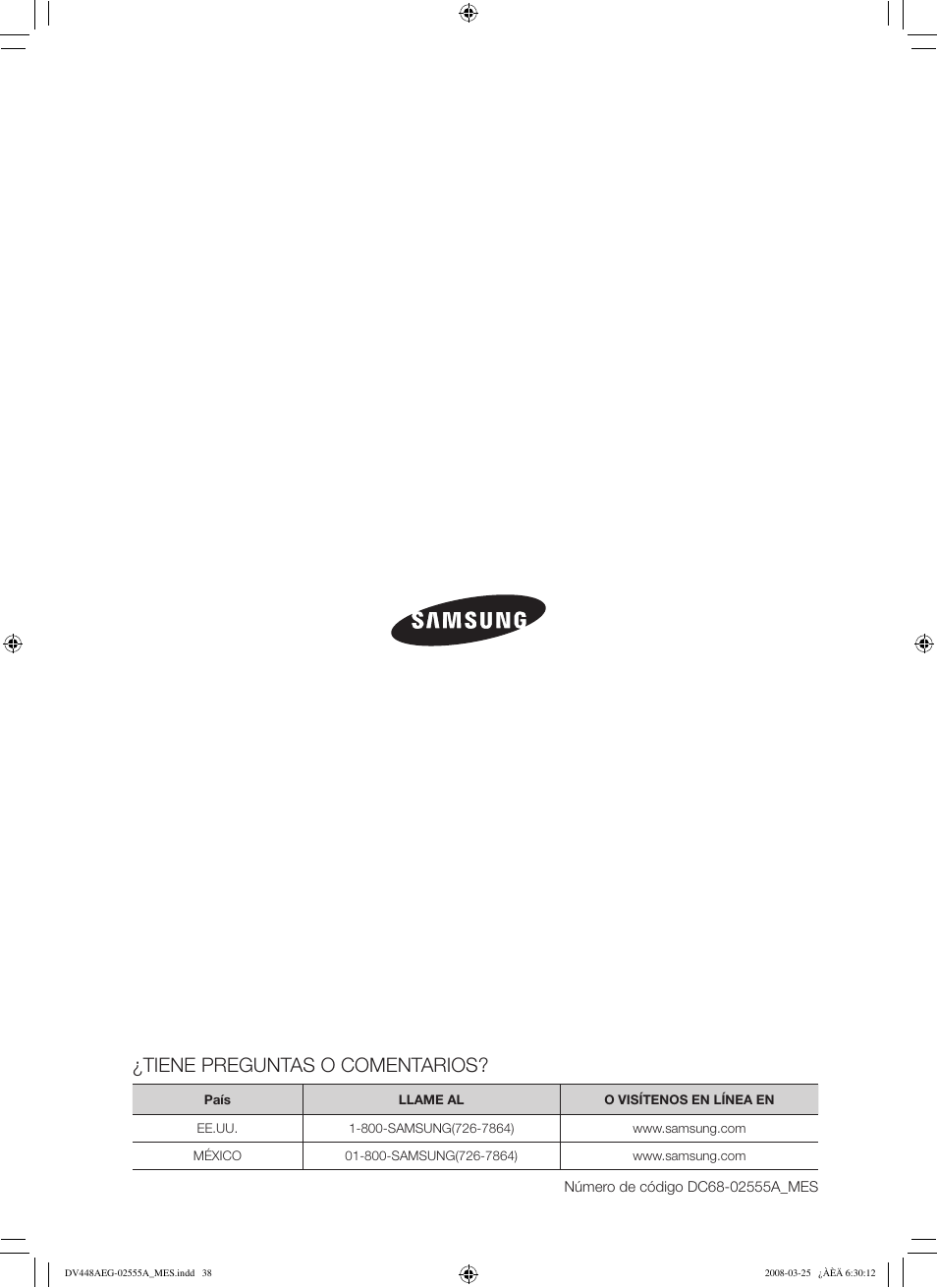 Tiene preguntas o comentarios | Samsung DV448AEW User Manual | Page 76 / 76