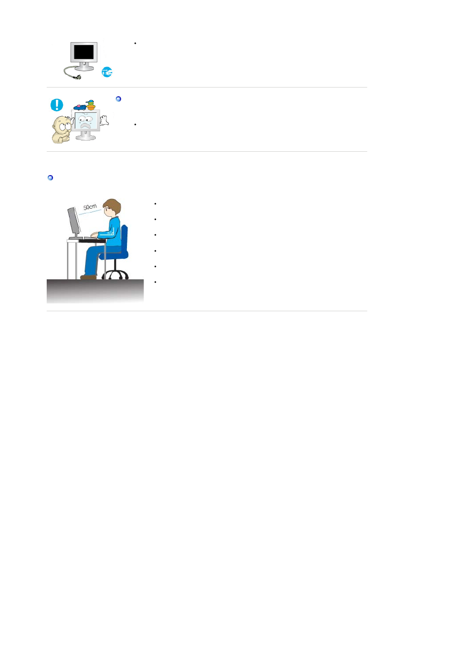 Proper seating posture during monitor use | Samsung 205BW User Manual | Page 9 / 63