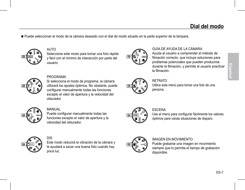 Dial del modo | Samsung BL103 User Manual | Page 24 / 34