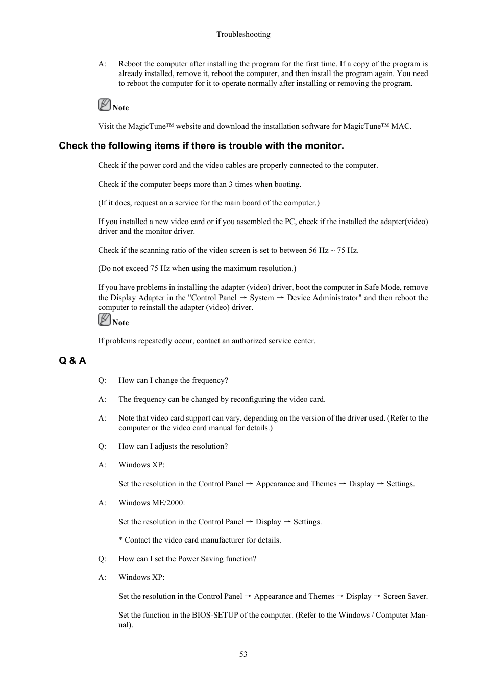 Q & a | Samsung 2043NWX  QSG User Manual | Page 14 / 15