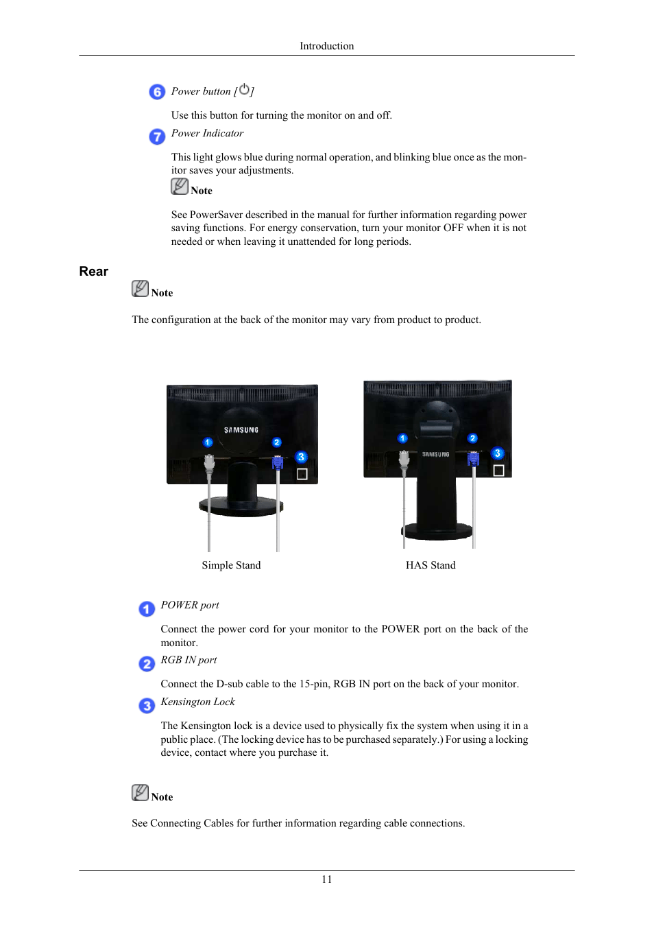 Rear | Samsung 2043NWX  QSG User Manual | Page 5 / 15