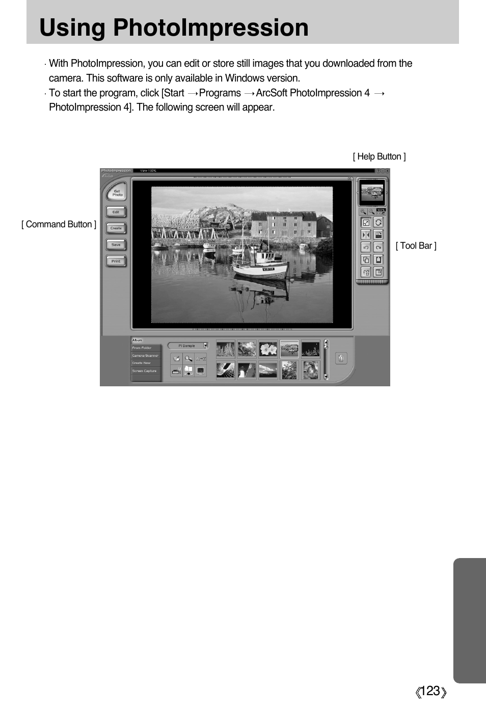 Using photoimpression | Samsung Digimax A55W User Manual | Page 123 / 132