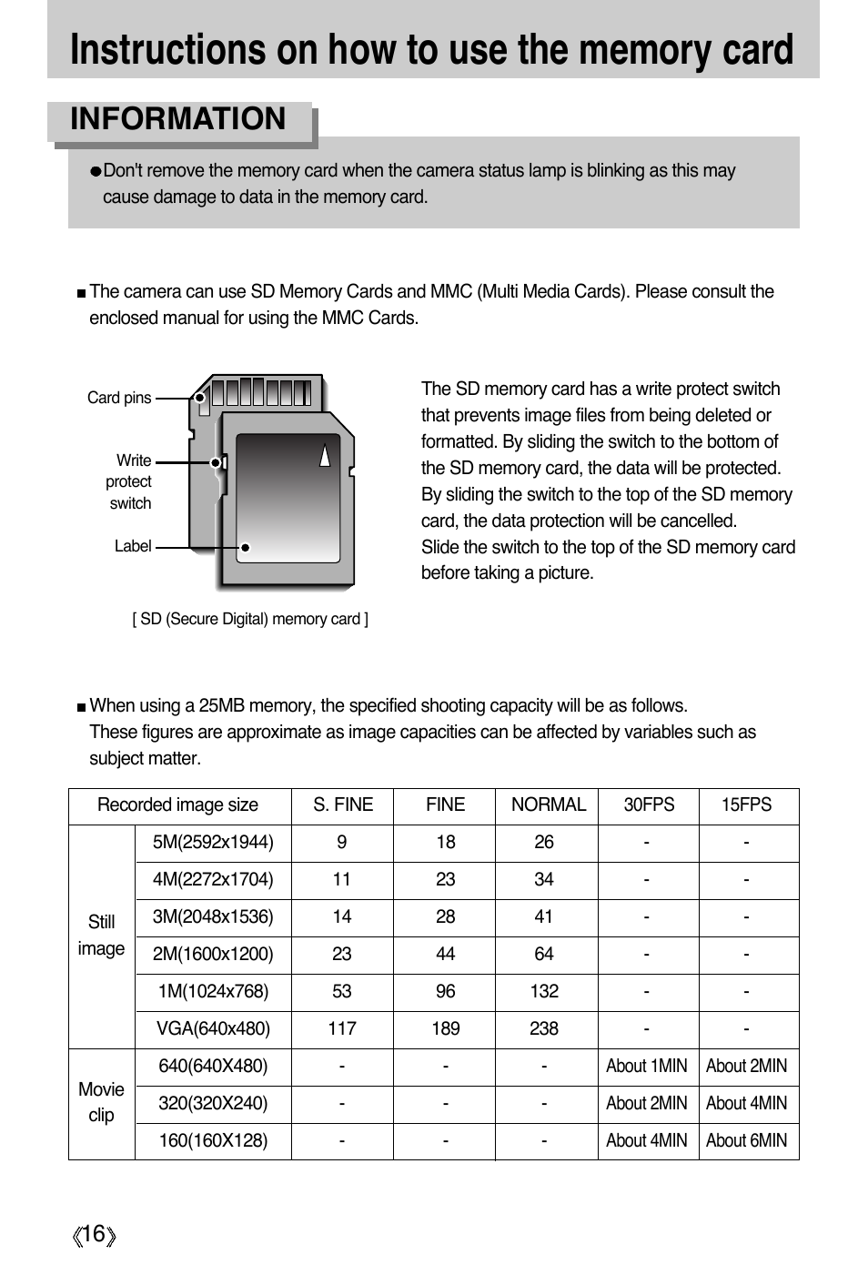 Information | Samsung Digimax A55W User Manual | Page 16 / 132