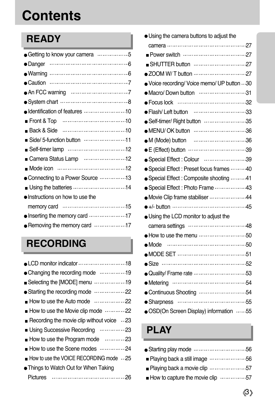 Samsung Digimax A55W User Manual | Page 3 / 132