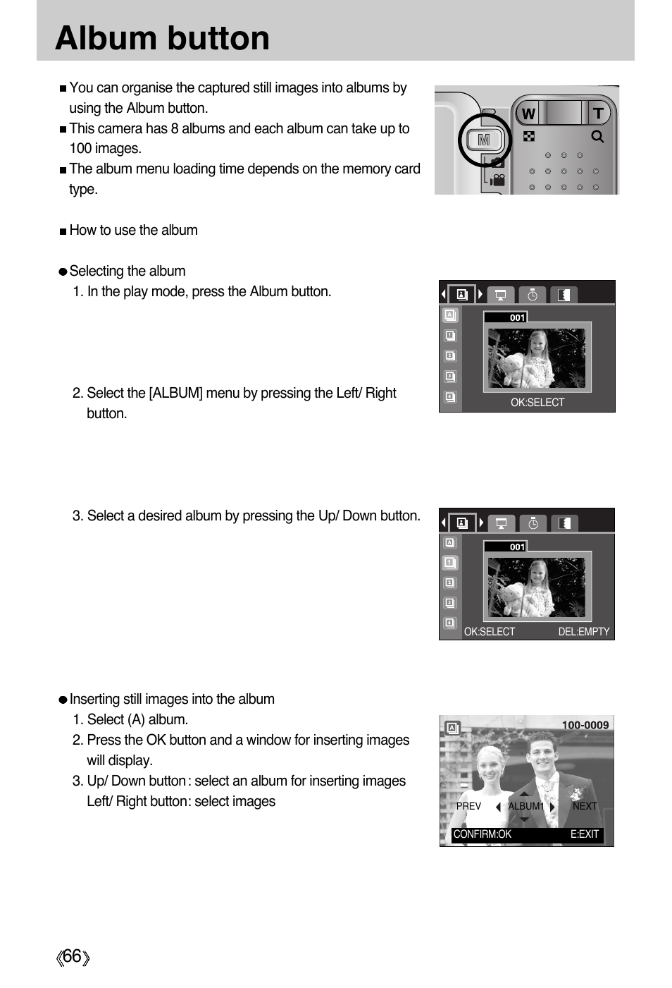 Album button | Samsung Digimax A55W User Manual | Page 66 / 132