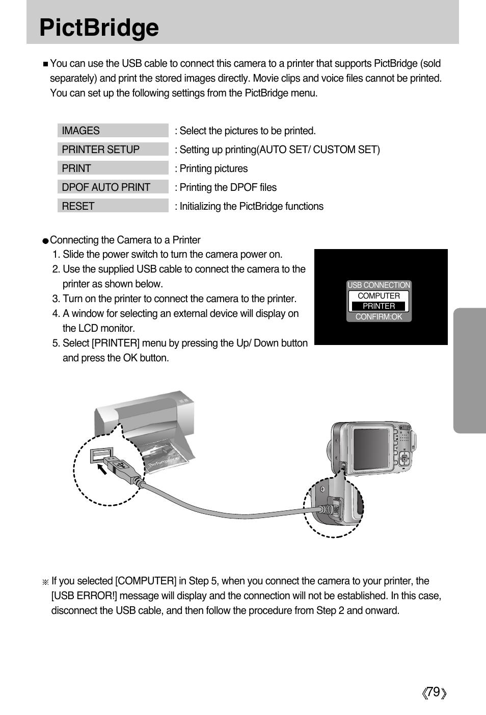 Pictbridge | Samsung Digimax A55W User Manual | Page 79 / 132