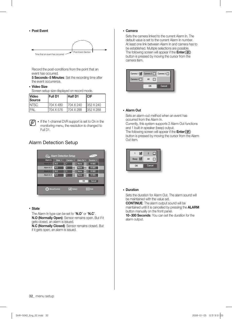 Alarm detection setup | Samsung SHR-5040 User Manual | Page 36 / 92