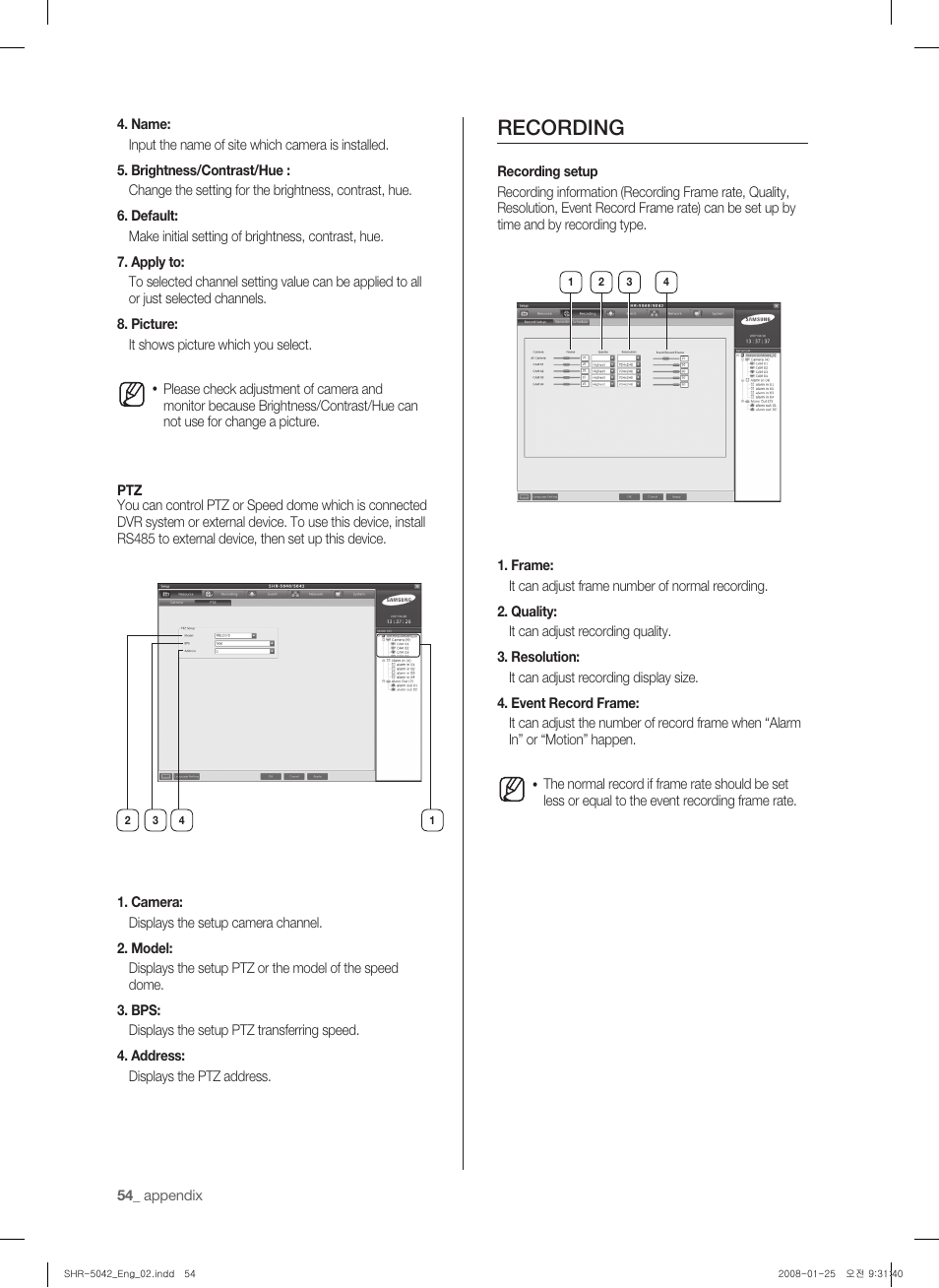 Recording | Samsung SHR-5040 User Manual | Page 58 / 92