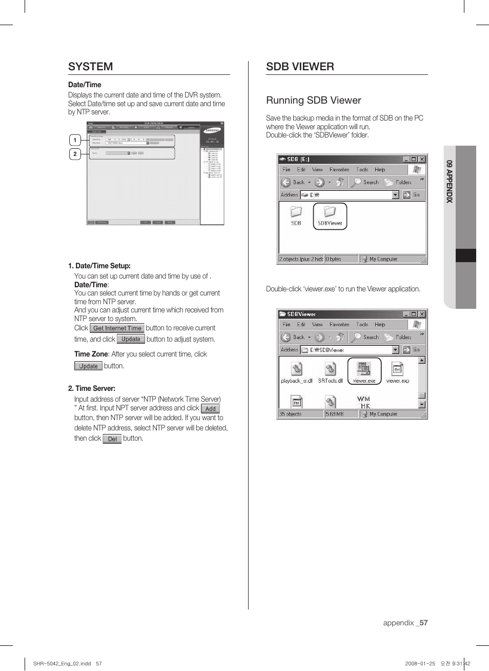 System, Sdb viewer, Running sdb viewer | Samsung SHR-5040 User Manual | Page 61 / 92