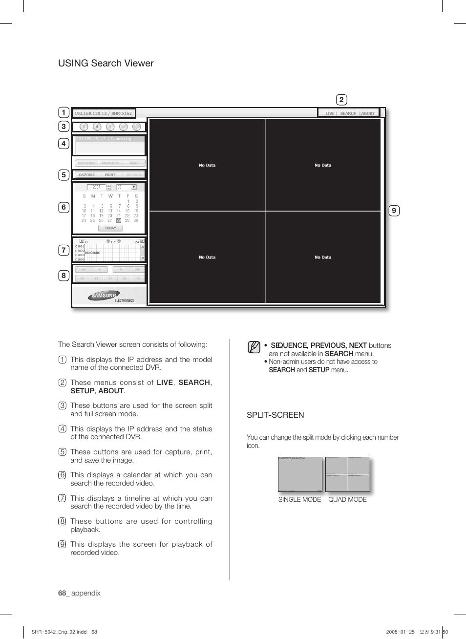 Using search viewer | Samsung SHR-5040 User Manual | Page 72 / 92