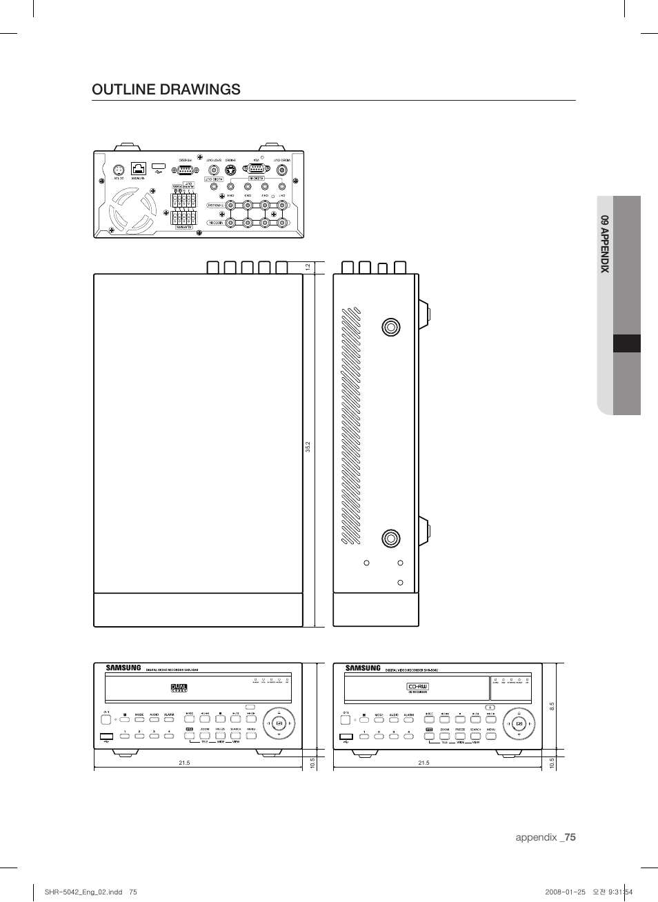 Outline drawings | Samsung SHR-5040 User Manual | Page 79 / 92