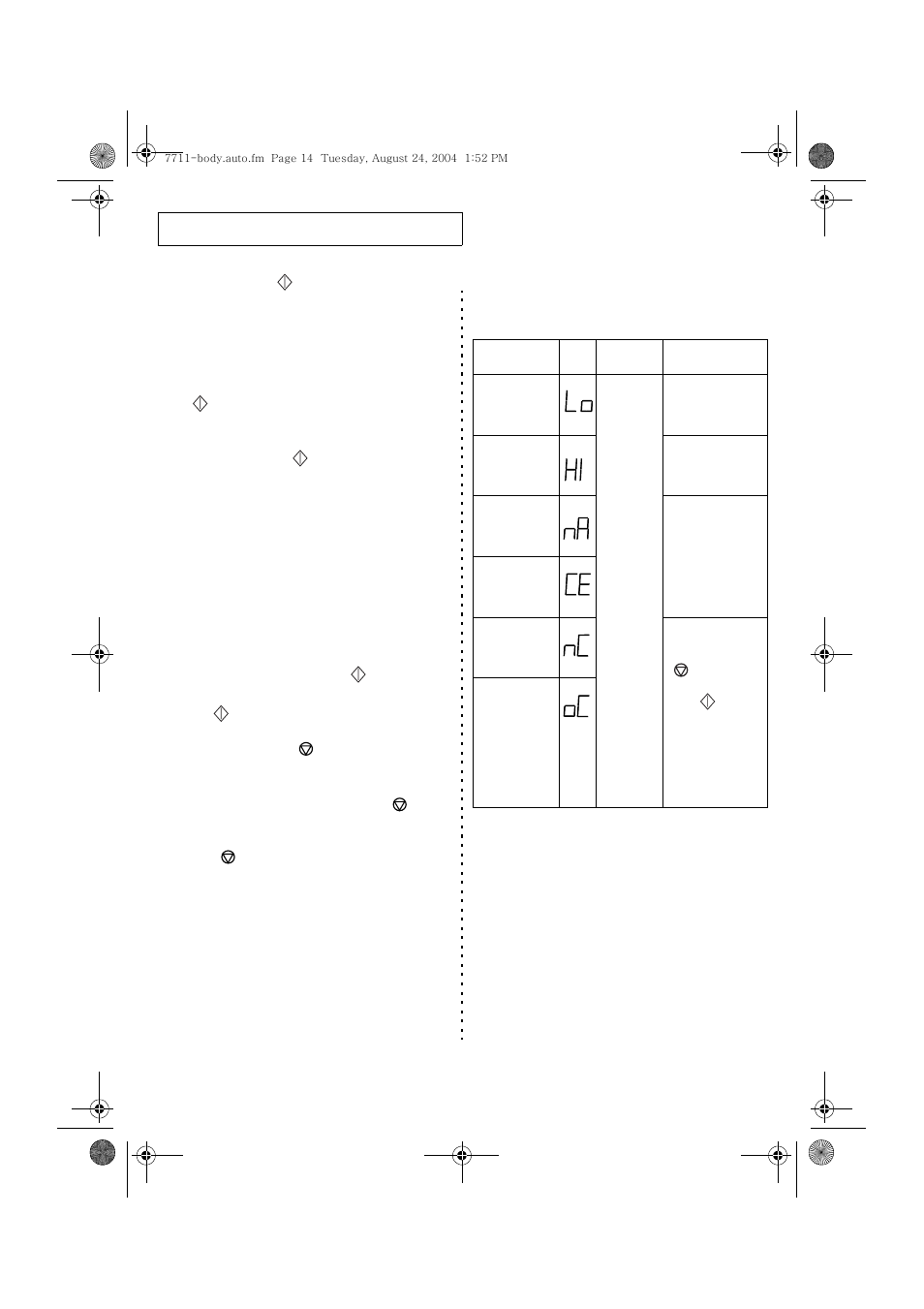 Using the start( ) +30 s button, Using the cancel ( ) button, Error codes | Samsung DE7711 User Manual | Page 14 / 18