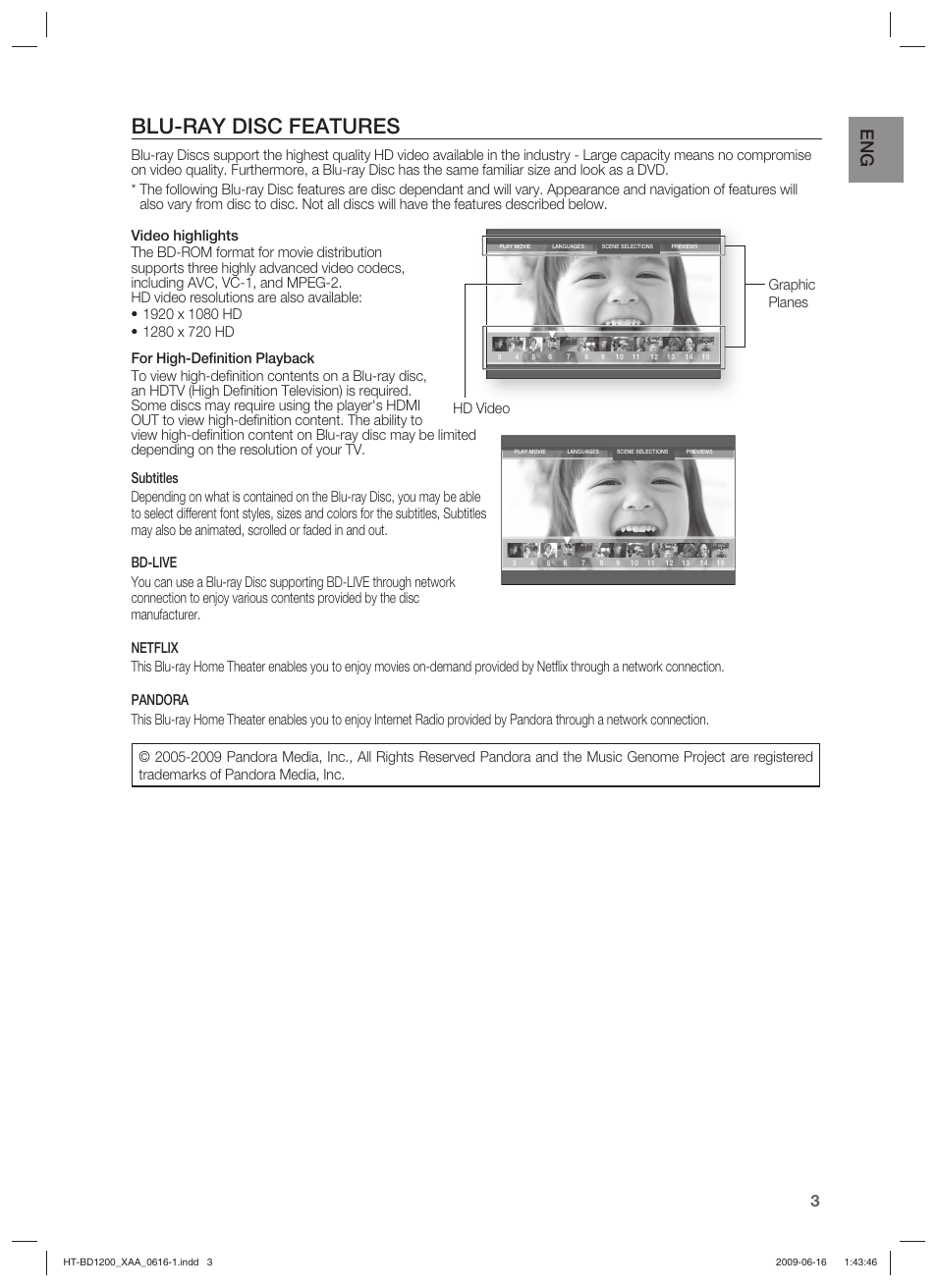 Blu-ray disc features | Samsung HT-BD1200 User Manual | Page 3 / 102