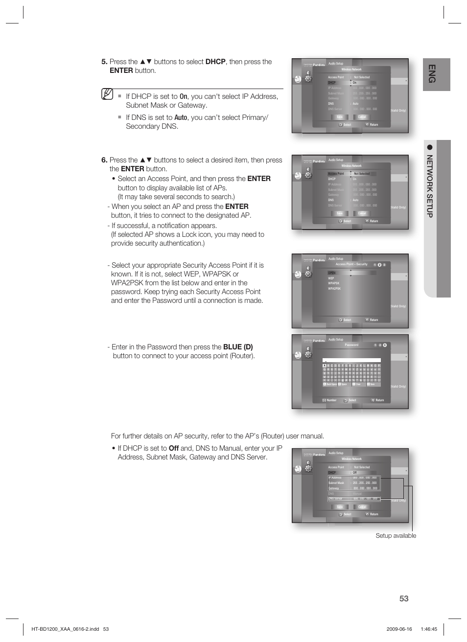 Setup available | Samsung HT-BD1200 User Manual | Page 53 / 102