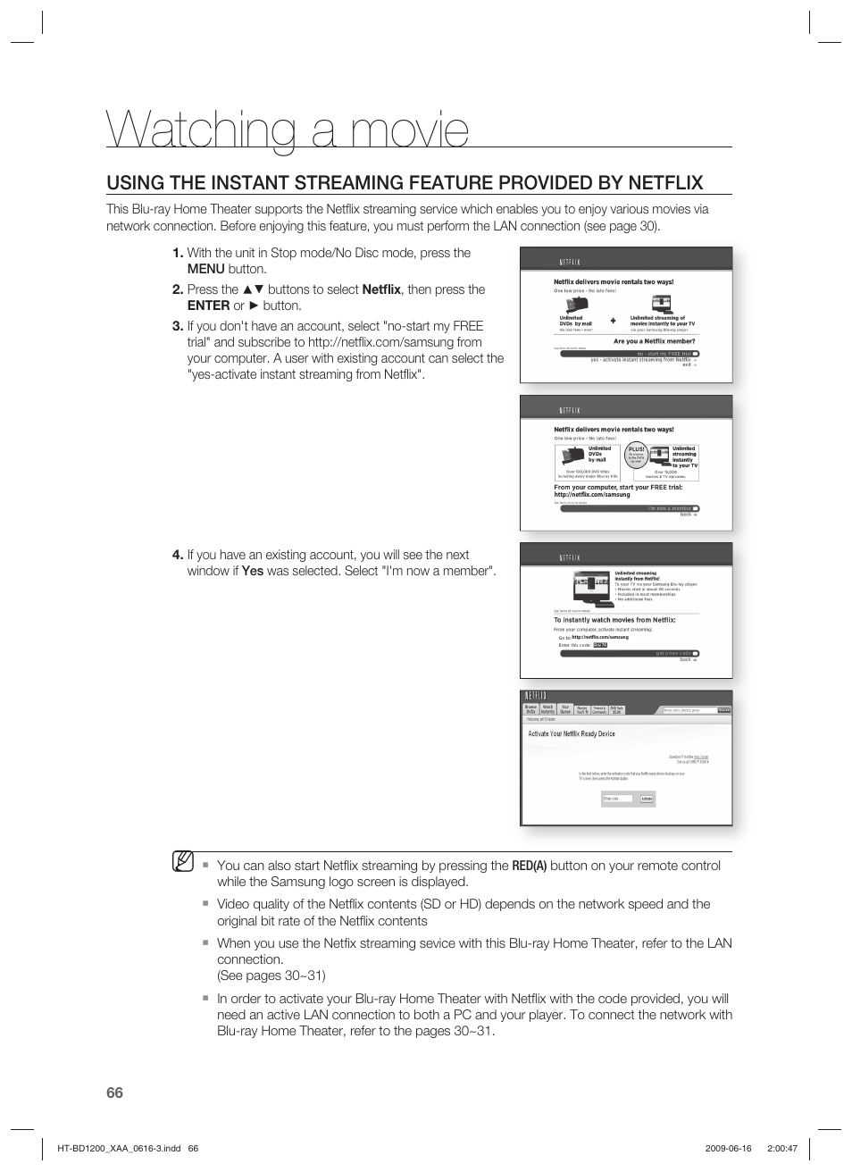 Watching a movie | Samsung HT-BD1200 User Manual | Page 66 / 102
