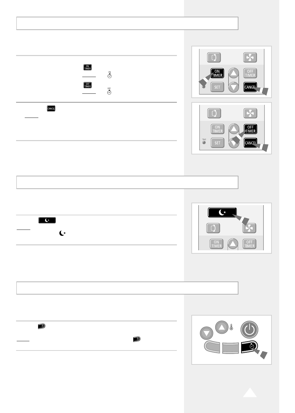 Cancelling the on/off timer, Cancelling the sleep timer, Cancelling the quick timer | Samsung AS091VE/D User Manual | Page 17 / 24