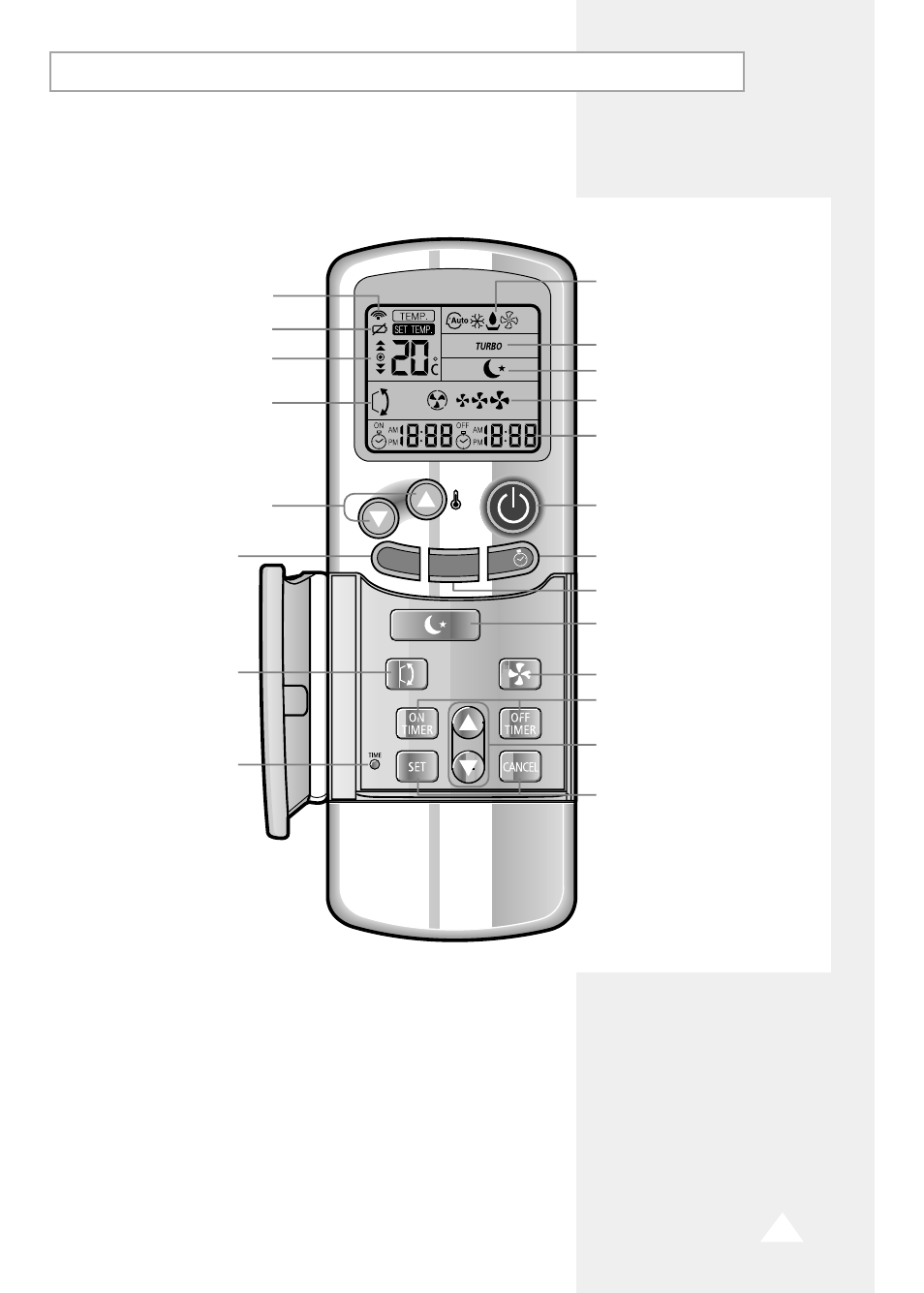 Remote control - buttons and display | Samsung AS091VE/D User Manual | Page 5 / 24