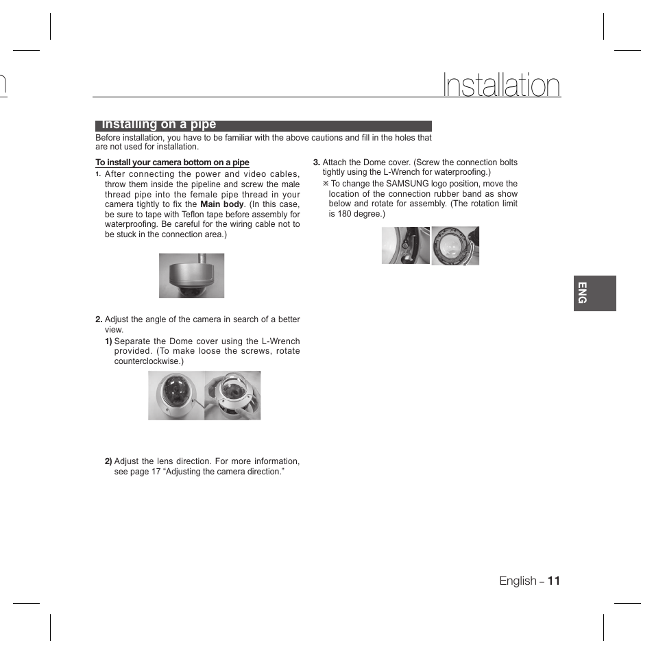 Installation n | Samsung SCC-B5398P User Manual | Page 11 / 33