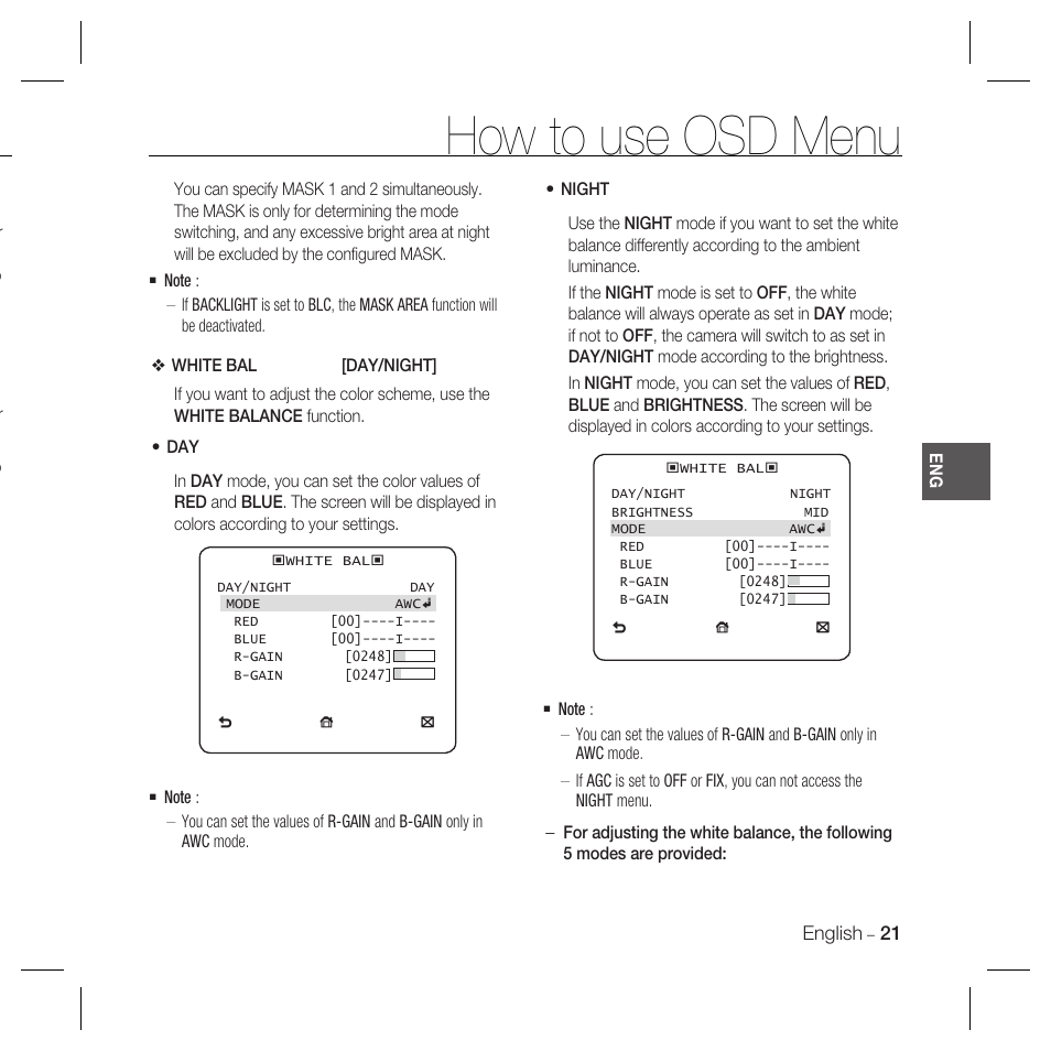 How to use osd menu | Samsung SCC-B5398P User Manual | Page 21 / 33