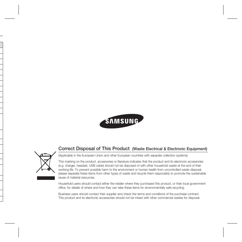 Correct disposal of this product | Samsung SCC-B5398P User Manual | Page 33 / 33