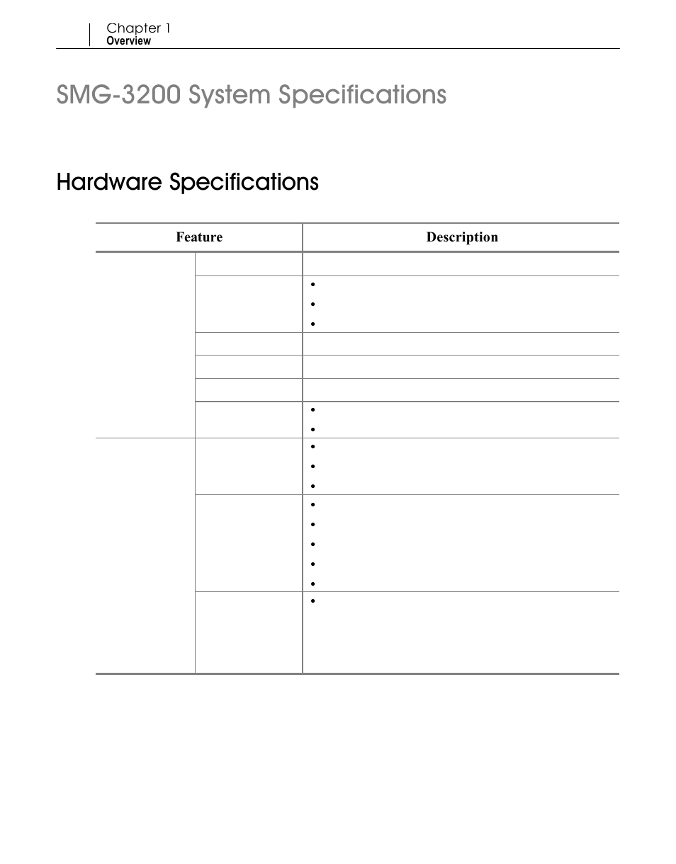 Smg-3200 system specifications, Hardware specifications | Samsung SMG-3200 User Manual | Page 15 / 228